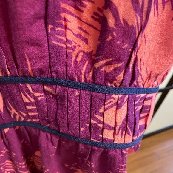Provenza Schuler Tropical Pink & Purple 🌴 Palm leaves Leaves Lightweight Dress - Picture 13 of 15